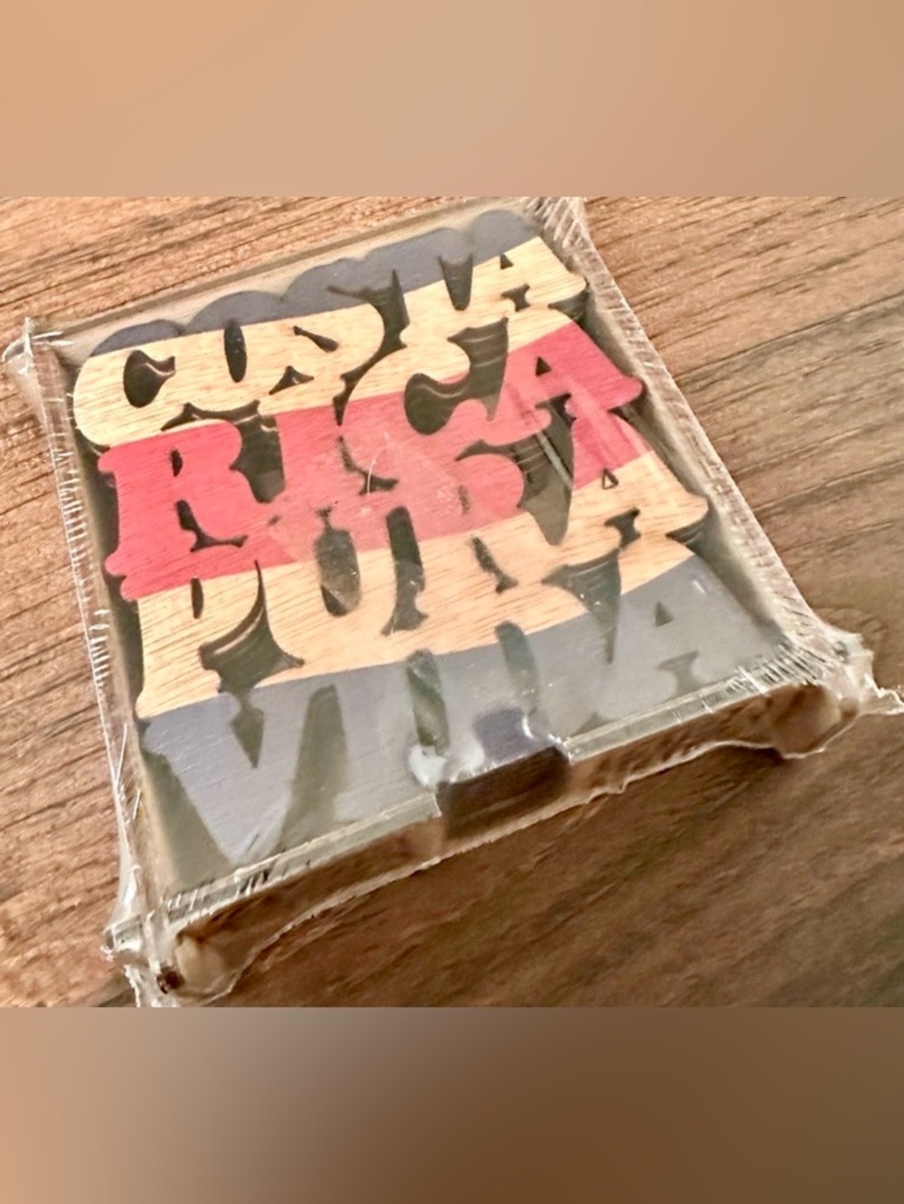 Costa Rica Pura Vida Coaster Set Tropical Drink Coasters w/ Holder NWT